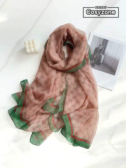 1 st. tryckt chiffonghalsduk för kvinnor, lätt sjal för solskydd, strand, utomhusaktiviteter, avslappnad dekoration som pannband, hårband, mångsidig accessoar