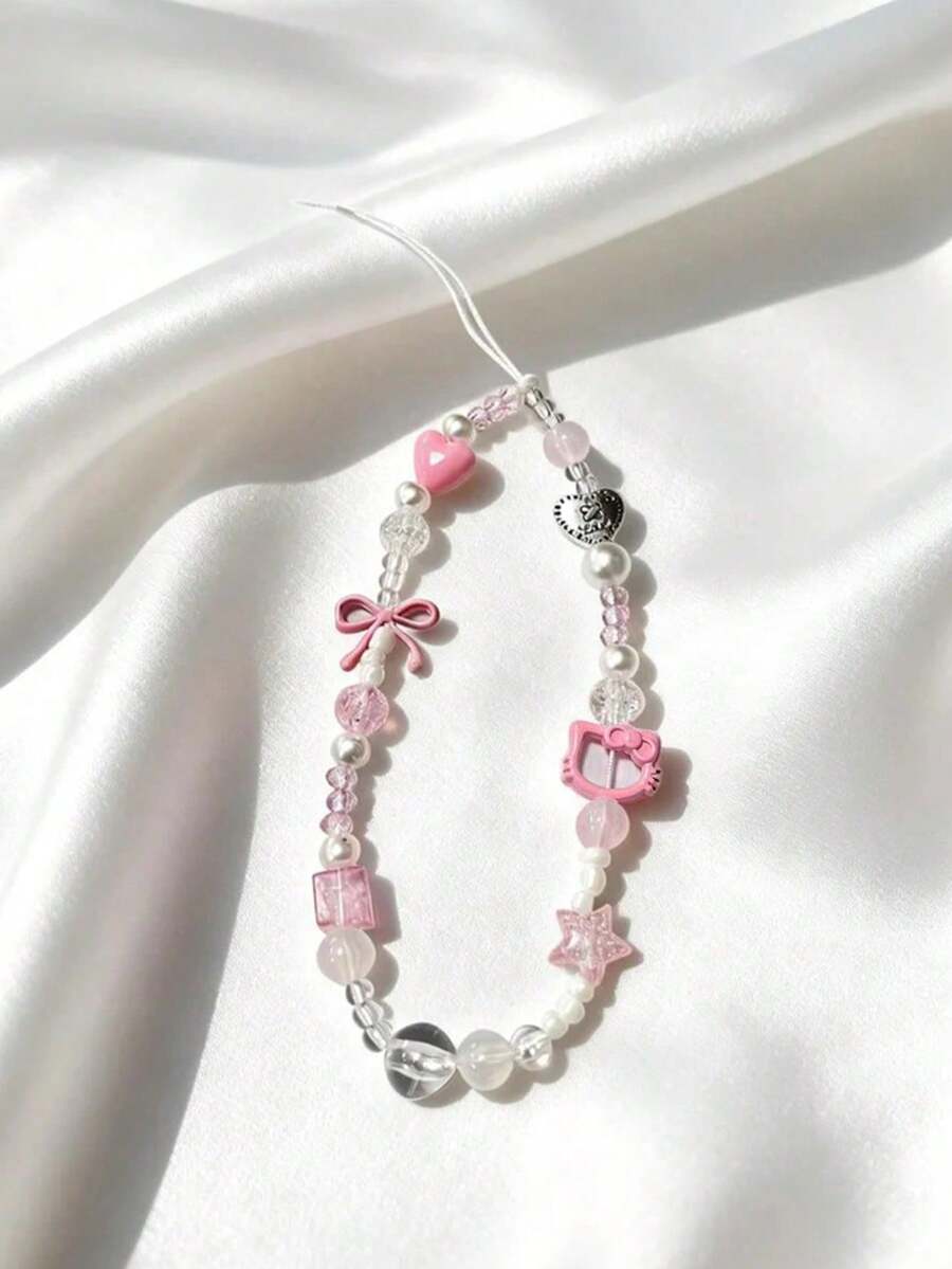 SANRIO Dây đeo điện thoại đính hạt Hello Kitty, dây trang trí điện thoại có hạt, mặt dây chuyền điện thoại di động kèm dây đeo. - KTM4 - Xem 1