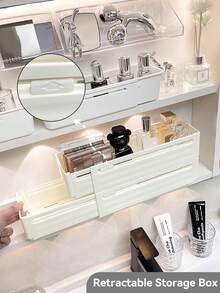 1/3 hộp đựng đồ trang điểm cho tủ gương. Hộp đựng đồ bằng nhựa có thể thu gọn, vách ngăn ngăn kéo, hộp đựng đồ trong tủ quần áo. Giỏ đựng đồ trên kệ. Hộp đựng đồ đa năng để bàn dùng đựng mỹ phẩm, văn phòng phẩm, bát đĩa, lọ gia vị, đồ lót, tất. Đồ dùng lưu trữ và sắp xếp đồ dùng gia đình. - trắng - Xem 8