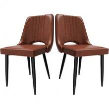 Dining Chairs With Cut-Out Backrest Modern Kitchen Chair Scandinavian Faux Leather Chair With High Back For Living Room Kitchen - As Pic - View 10