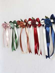 1件玫瑰花后视镜装饰，花卉婚车装饰，楼梯扶手，走廊门把手蝴蝶结玫瑰装饰 - 彩色 - 查看 4