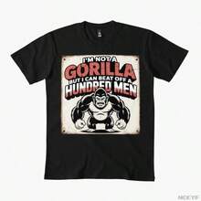 Camiseta "No soy un gorila" para hombres y mujeres, 100% algodón, camisetas de manga corta 1128-3 - Negro - Ver 1