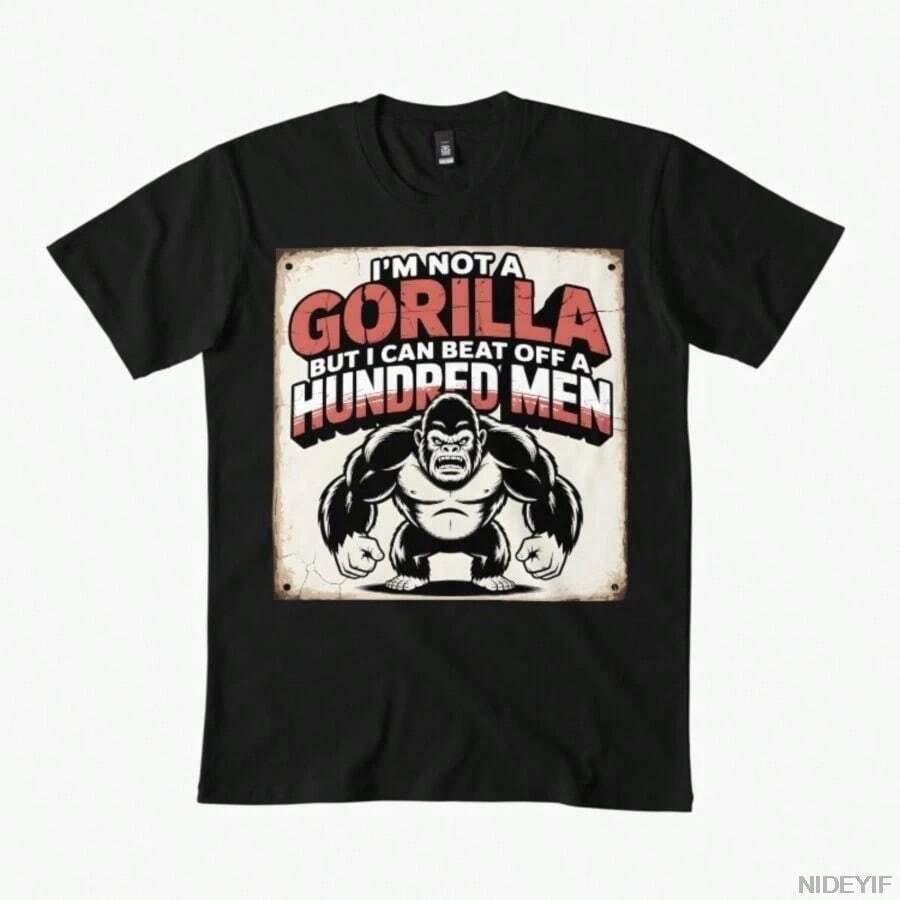 Camiseta "No soy un gorila" para hombres y mujeres, 100% algodón, camisetas de manga corta 1128-3 - Negro - Ver 1