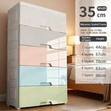 1个现代多功能塑料储物柜，长方形，白色 - 非常适合存放玩具、衣物和家居用品，玩具收纳|时尚储物柜|塑料材质，玩具收纳整理架，床底收纳 - 彩色 - 查看 19