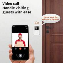 1 chuông cửa video WiFi không dây mini tích hợp camera, điều khiển từ xa không dây thông minh, đàm thoại hai chiều, ghi hình/chụp ảnh, thay đổi giọng nói, pin sạc 400mAh tích hợp. - trắng - Xem 7