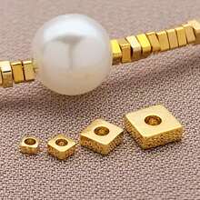 30pcs 18K Gold Plated Square Spacer Beads Brass Square Beads Flat Square Spacer Beads Metal Loose Beads For Jewelry Necklace Bracelets Earrings Making DIY Crafts - Multicolor - View 4