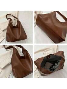 Slouchy Hobo Bag, Large Capacity Leather Look Shoulder Bag For Women, Extra Large Tote Holds Tablet, Soft Casual Purse With Metal Closure, Crossbody Boho Handbag For Daily Commute, Travel, Shopping. - Multicolor - View 5