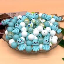 5/32件套硅胶DIY串珠套装，3D硅胶可爱动物珠子，适用于手工DIY手链项链首饰制作，工艺配件，钥匙扣，笔饰，手机挂饰，包包吊坠，独特礼物 - 彩色 - 查看 9