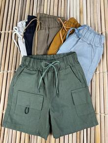 Set Of 3 Children's Twill Shorts, Boys' Design, Pedrinho Brand / Cargo Shorts / Elastic Waistband - Nhiều màu - Xem 13