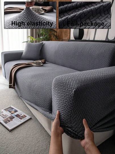 1pc Jacquard Sofa Cover, Modern Jacquard Seat Cushion Cover, Suitable For Living Room, All Season
