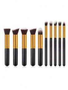 10支装黑色化妆刷套装，多种颜色可选，包含五大五小组合，迷你化妆刷、鼻影刷、唇刷、遮瑕刷、腮红刷、散粉刷，旅行便携小套装，一套化妆刷，包含多种化妆工具，柔软细腻，亲肤耐用，不易断裂，适合初学者使用。 - 彩色 - 查看 6