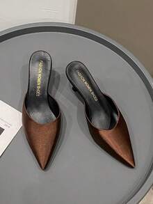 Women's Pointed Toe High Heel Slip-On Mule Sandals, Fairy Style, Spring New Arrival - Coffee Brown - View 6