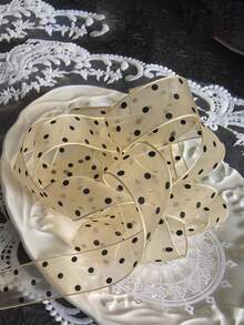 1条1米长波点窄款真丝围巾，女士款 - 新款优雅百搭的丝带领饰 - 高级春季围巾 - 金色 - 查看 2