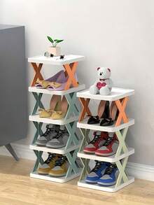 Stackable Vertical Shoe Rack, Shoe Organizer Rack, Jewelry Display Stand, Makeup Storage Shelf For Entryway, Closet, Hallway, Bathroom, Bedroom, Dorm, Home Decor, Bathroom Decor, Storage, Back To School Supplies - Multicolor - View 3
