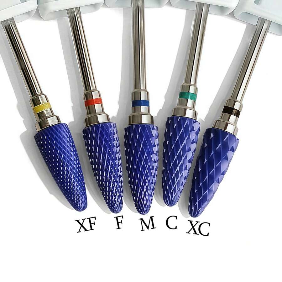 1个或5个陶瓷指甲打磨钻头，用于快速去除指甲油凝胶，适用于家庭美甲沙龙和美甲师 - 藍色 - 查看 1