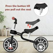4-In-1 Kids Tricycle With Push Handle, Convertible Toddler Trike & Balance Bike, Adjustable Baby Ride-On For Boys & Girls Ages 2-4, Perfect Birthday & Holiday Gift (Black/Blue/Pink) - Black - View 7