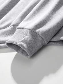 Men's Casual Fashionable Versatile Daily Commute Simple Printed Kangaroo Pocket Drawstring Hoodie, Autumn/Winter - Grey - View 3