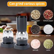 电动盐和胡椒研磨器套装，USB充电，自动研磨，粗细可调，单手操作，适合厨房使用 - 彩色 - 查看 4