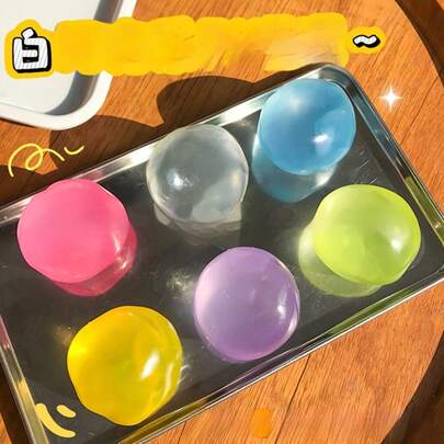2个装 2026 最新款精美礼品畅销椰子油挤压玩具，透明蓝色减压玩具球，可塑形不回弹，挤压手感好，挤压减压系列，超柔软慢回弹质地，回弹减压设计，便携式桌面减压摆件，节日礼物，生日礼物，完美礼物