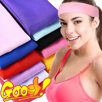 1PCSFashion Sports Headbands For Women Solid Elastic Hair Bands Running Yoga Hair Bands Stretch Makeup Hair Accessories Headwrap Women Head Scarf Work Out Sweatband