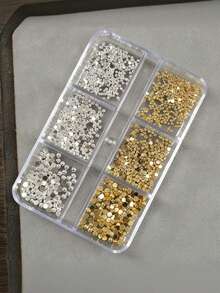 一套混合半圆钢珠，用于DIY金银双色美甲装饰，适合各种场合。美甲用品 - 彩色 - 查看 15