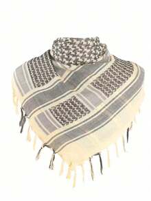 1条千鸟格战术围巾，户外露营围巾，带流苏的阿拉伯头巾，男女通用 - 彩色 - 查看 5