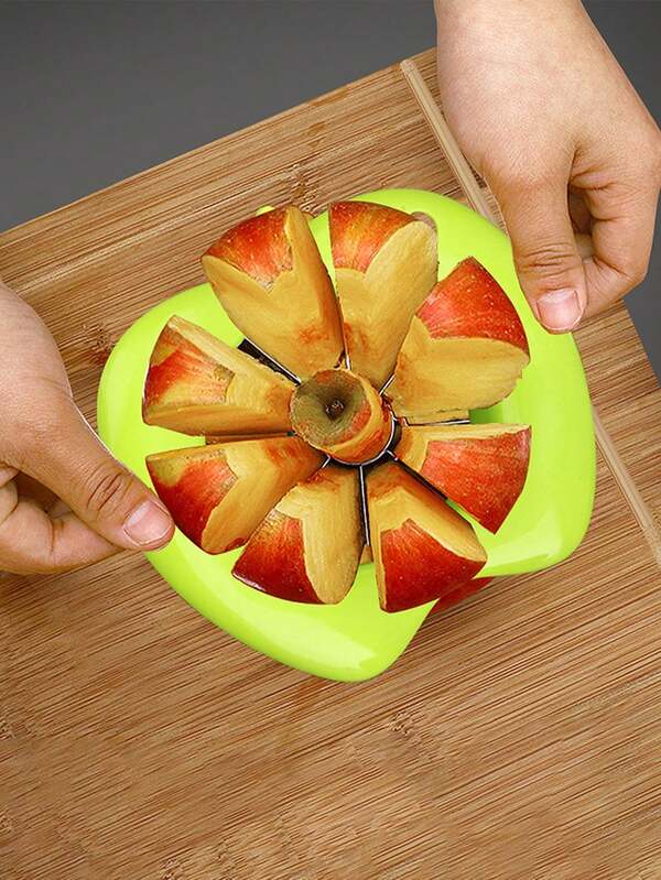 1 pieza Cortador de manzana de acero inoxidable, hoja afilada y resistente a la oxidación, mango ergonómico antideslizante, color brillante aleatorio, cortador con extracción de núcleo con un solo clic, herramienta de cocina, adecuado para hornear en casa, preparación de aperitivos, picnic, bandejas de frutas, regalo ideal para el Día de San Valentín, el Día de la Madre, la graduación, el cumpleaños, el estreno de la casa