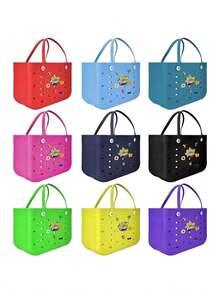 CSjihua 2026 New Large-Capacity EVA Beach Bag With Rubber Handle And Fixed Shoulder Strap. Convenient To Store, Easy To Clean, Sturdy And Durable. Suitable For Shopping, Travel, Parties And Outdoor Activities | Ideal For Beach Vacations And Family New Year's Gifts. - 彩色 - 查看 1