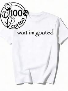Men's T-Shirt Wait I M Goated Funny Meme T-Shirt Clothing, Printed Men's T-Shirt 220g,  , Vintage Fashion Short-Sleeved Men, All Seasons, Crewneck T-Shirt Men's Blazer, Christmas Outdoor Casual Men's Short-Sleeved, Regular Version, Everyday Wear, Holiday GiftsMen's Casual Short Sleeve T-Shirt – Basic Summer Tee For Men (S-XXXL) , Vintage, Shirts, Graphic Tees, , Funny T Shirts, Graphic Tees, Western, White Graphic Tees - 白色 - 查看 1