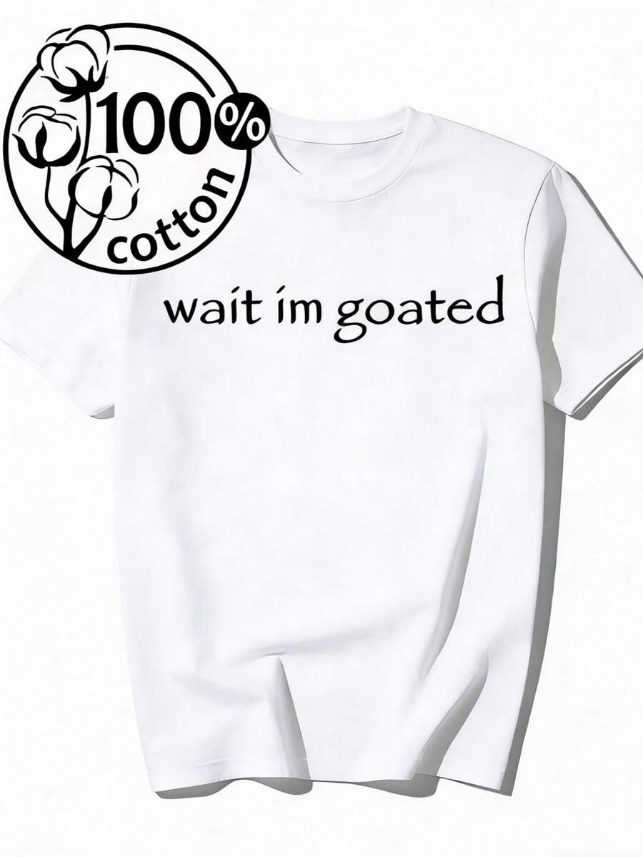Men's T-Shirt Wait I M Goated Funny Meme T-Shirt Clothing, Printed Men's T-Shirt 220g,  , Vintage Fashion Short-Sleeved Men, All Seasons, Crewneck T-Shirt Men's Blazer, Christmas Outdoor Casual Men's Short-Sleeved, Regular Version, Everyday Wear, Holiday GiftsMen's Casual Short Sleeve T-Shirt – Basic Summer Tee For Men (S-XXXL) , Vintage, Shirts, Graphic Tees, , Funny T Shirts, Graphic Tees, Western, White Graphic Tees - 白色 - 查看 1