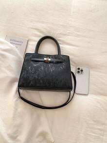 女士奢华品牌软皮手提包，设计师款托特单肩斜挎包，大容量购物信使包，商务休闲女士钱包，办公室、商务和工作场合的理想之选，优雅女士包 - 黑色 - 查看 9