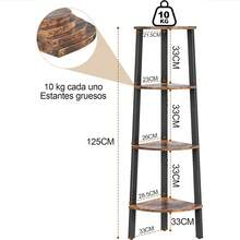 Simple Wisdom Esquinero para Sala,Librero esquinero de Madera Maciza de 4 Capas,Esquinero Simple de pie en Forma de Abanico,Adecuado para Sala de Estar,Cocina,Dormitorio,Sala de Estudio,Color Retro - Negro - Ver 7