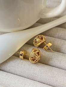 1件镂空针织夸张耳环，优雅别致的设计，欧美风格 - 鏤空編織耳環 - 查看 2