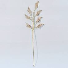 1支闪亮合金叶片人造花，时尚闪亮花枝装饰，免维护，适用于婚礼、订婚、派对、节日、家居桌面装饰 - 金色 - 查看 8