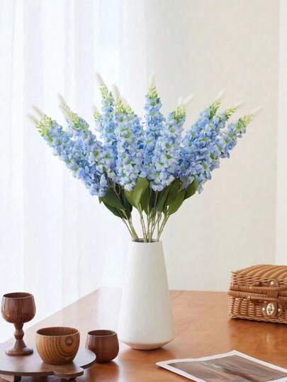 1/2/4pcs - 29.2 Inch Pale Blue Delphinium Artificial Silk Flower With Long Stem, Realistic Touch Fake Larkspur Flowers For Wedding, Home, Outdoor Party, Floral Arrangement, Centerpiece, Vase Decor, Spring/Summer/Fall Party Supplies, DIY Arch Wreath, Girl Gift