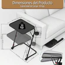 FurnitureR Escritorio Portátil. Mesa Portátil para Computadora Portátil. Mesa Plegable Ajustable para Computadora. Sirve la Función de Inclinación para Laptop y Bandeja de Desayuno Plateado - negro - Ver 3