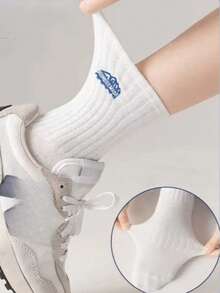 4 Pairs Solid Color Thin Mid-Calf Socks, Unisex Sports & Casual Socks, Basketball Socks - Multicolor - View 3