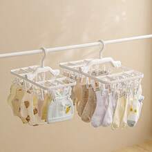 1 Pc Multifunctional Folding Clothes Drying Rack With 20/32 Clothespins,Windproof Folding Clothes Drying Rack,Small Drying Rack,Plastic Hanging Clothes Drying Rack,Suitable Fo Underwear,Towels, Baby Clothes,Hats,Scarves,Socks, Bras,Pants, Diapers - Multicolor - View 1