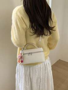 韩式奢华小众设计手提包，女士新款时尚简约休闲日常通勤单肩斜挎包 - 米色 - 查看 4