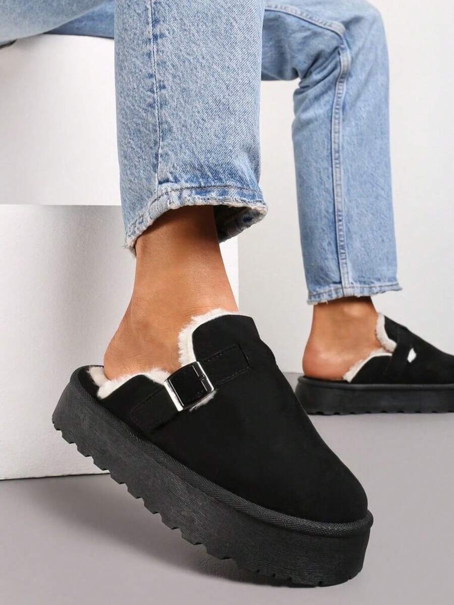 SERGIO TODZI Women's Winter Solid Color Boho Style Home Outdoor Slippers - Black - View 1
