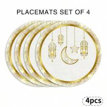 A Complete Set Of Circular Table Mats, Featuring Ramadan Farnas Lanterns, Moon, Stars, And Starlight Patterns, Suitable For Spring, Summer, Autumn, And Winter. It Adopts A Multi-Color Pattern Design And Is Woven From 100% Polyester Fiber. The Size Is 15 * 15 Inches And Can Be Machine Washed With Polyester Placemats - Multicolor - View 21