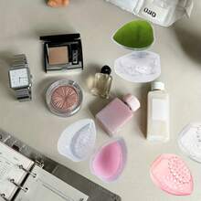 1/2 st sminksvampmixer, hållare för sminksvampar, torklåda för sminksvampar med genomskinlig ram, lämplig för semester, strand, badrum, sovrum, stor kapacitet - Multifärgad - Visa 6