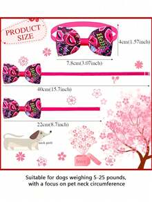 1/2pcs Valentine's Day Pet Bow Tie, Adjustable Bow Tie Collar, Colorful Heart/Lip Print Pattern, Cute & Fashionable, Add Party/Wedding/Valentine's Day Atmosphere For Your Pets, Fashion Accessory, Pet Store Decor, Cat & Dog Costume, Create A Sweet And Eye-Catching Look For Your Beloved Pets - Multicolor - View 6