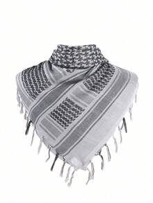 1条千鸟格战术围巾，户外露营围巾，带流苏的阿拉伯头巾，男女通用 - 彩色 - 查看 2