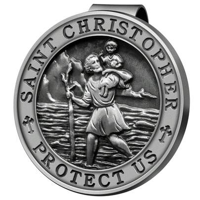 1 pièce Ornement de voiture suspendu de St. Christophe, clip de pare-soleil 3D en relief coloré de St. Christophe, bénédiction pour le cadeau de conduite pour les parents et la famille