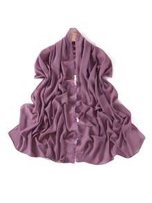 FADZOYLE 1件纯色刺绣头巾围巾，女士四季皆宜，可作披肩、头巾、头巾头饰，独家超长款，适合日常、派对、婚礼、长袍、日常内衬、女士面纱、节日、祈祷和朝圣，穆斯林丝滑触感，大码宽松，适合晚礼服、派对、旅行、礼品配饰。 - 彩色 - 查看 6