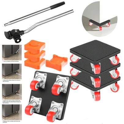 JAOSY Set di ruote per il trasporto di mobili con carrello per il trasporto di utensili, dotato di quattro ruote girevoli a 360°, design antiscivolo e facile da maneggiare.