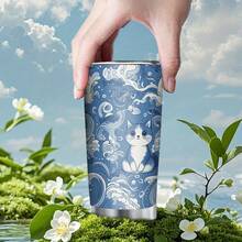 20oz Insulated Stainless Steel Travel Mug With Lid - Double-Wall Vacuum Insulated Cup, Spill-Proof Lid, Keeps Drinks Hot/Cold For Hours, Perfect For Coffee, Tea, Commute, Road Trips - Ideal Birthday, Holiday, Office Gift (Hand Wash Only), Coffee Travel Mug, Playful Cat Design, Hot And Cold Cup, Modern Drinkware, Durable Construction, Reusable Tumbler, Tea Drinkers - 1 cái - Xem 2