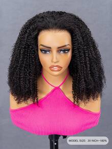 OQ 200% Density 14-26 Inch Invisible Drawstring 360° Seamless Wear African Curly Pre-Bleached Knot Invisible Adhesive-Free Hairline Lace Front Wig - SNatural - View 5