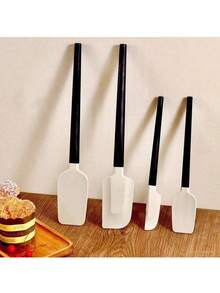 4pcs Heat Resistant Silicone Cooking Utensil Set, Integrated Design Spatula, Scraper, Spoon, Non-Stick Baking Spatula With Beechwood Handle - Multicolor - View 12